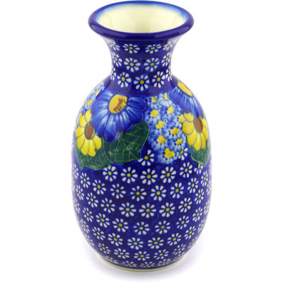 Polish Pottery Vase 8&quot; Floral Fruit Basket UNIKAT