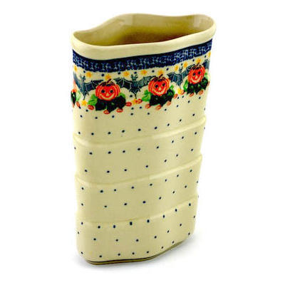 Polish Pottery Vase 8&quot; Happy Halloween