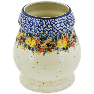 Polish Pottery Vase 9&quot; Autumn Falling Leaves UNIKAT
