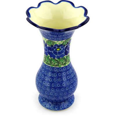 Polish Pottery Vase 9&quot; Blue Bliss