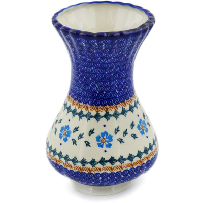 Polish Pottery Vase 9&quot; Blue Cornflower