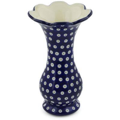 Polish Pottery Vase 9&quot; Blue Eyes