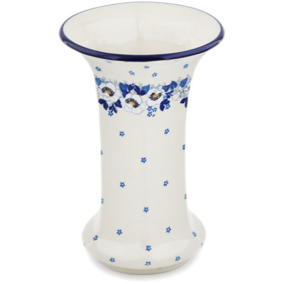 Polish Pottery Vase 9&quot; Blue Spring