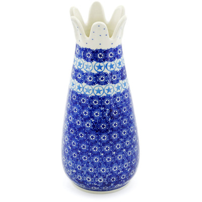Polish Pottery Vase 9&quot; Blue Texas