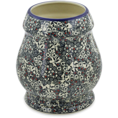 Polish Pottery Vase 9&quot; Classic Black And White UNIKAT