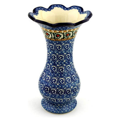Polish Pottery Vase 9&quot; Fiddle Faddle