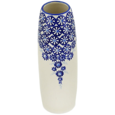 Polish Pottery Vase 9&quot; Flower Vines UNIKAT