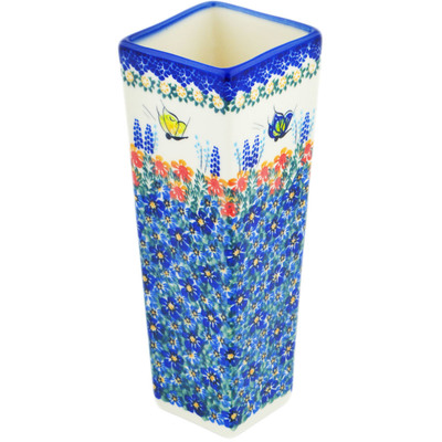 Polish Pottery Vase 9&quot; Flutters In The Wind UNIKAT