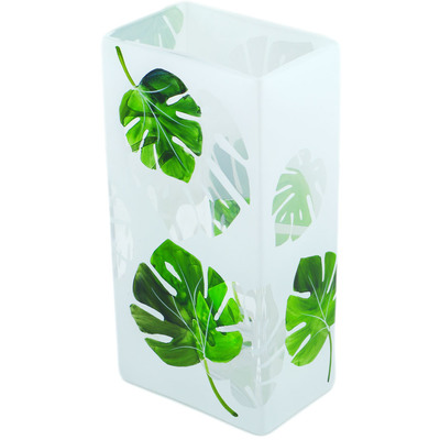 Glass Vase 9&quot; Frosty Leaves