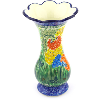 Polish Pottery Vase 9&quot; Garden Delight UNIKAT