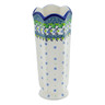 Polish Pottery Vase 9&quot; Green Chrysanthemums UNIKAT
