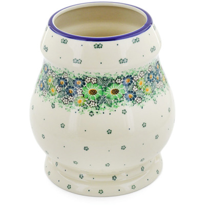 Polish Pottery Vase 9&quot; Green Wreath UNIKAT