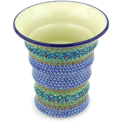 Polish Pottery Vase 9&quot; Mardi Gras UNIKAT