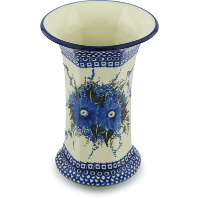 Polish Pottery Vase 9&quot; Mardigras Mask UNIKAT
