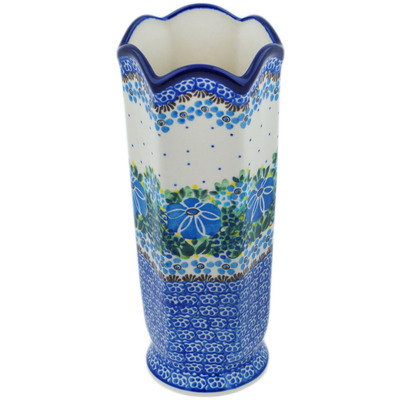Polish Pottery Vase 9&quot; Morning Glory UNIKAT