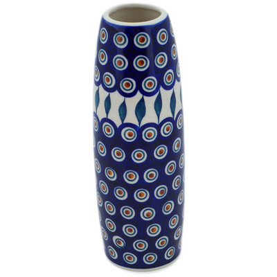 Polish Pottery Vase 9&quot; Peacock