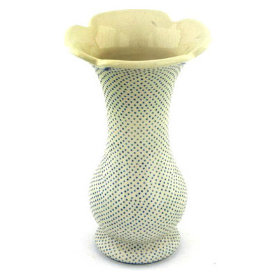 Polish Pottery Vase 9&quot; Polka Dot UNIKAT
