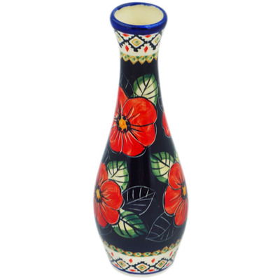 Polish Pottery Vase 9&quot; Poppy Passion UNIKAT
