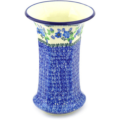Polish Pottery Vase 9&quot; Pretty In Blue