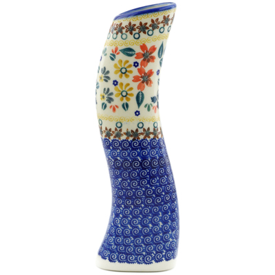 Polish Pottery Vase 9&quot; Red Anemone Meadow UNIKAT