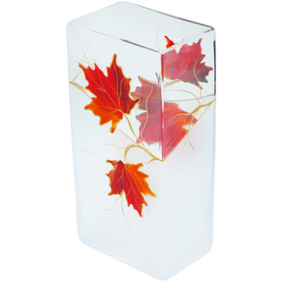 Glass Vase 9&quot; Red Fall Glass
