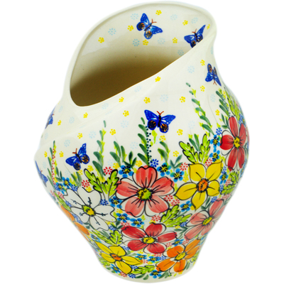 Polish Pottery Vase 9&quot; Retro Garden UNIKAT