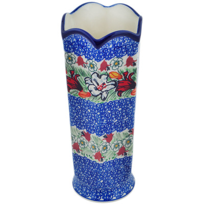 Polish Pottery Vase 9&quot; Scarlet Flora UNIKAT