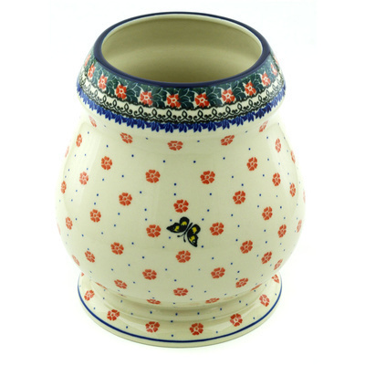 Polish Pottery Vase 9&quot; Spring Butterfly
