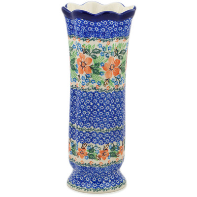 Polish Pottery Vase 9&quot; Spring Meadow UNIKAT