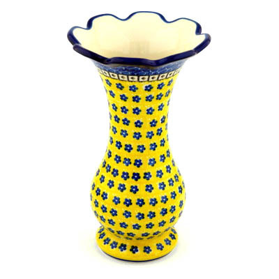 Polish Pottery Vase 9&quot; Sunburst Daisies