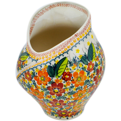 Polish Pottery Vase 9&quot; Sunset Meadow UNIKAT