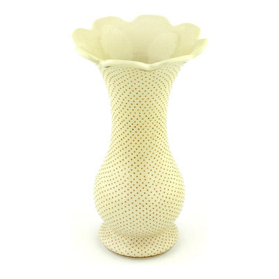Polish Pottery Vase 9&quot; Vanilla Bean UNIKAT