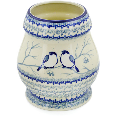 Polish Pottery Vase 9&quot; Waiting Birds UNIKAT