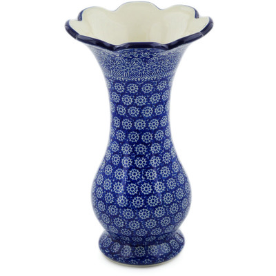 Polish Pottery Vase 9&quot; Winter Frost