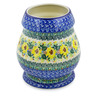 Polish Pottery Vase 9&quot; Yellow Garden UNIKAT