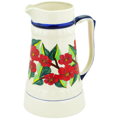 Polish Pottery Vase &quot; Poinsettia Paradise UNIKAT