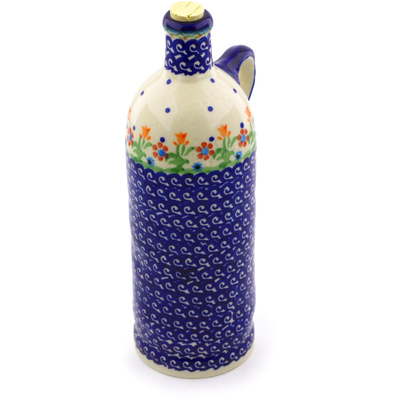 Polish Pottery Vintage Bottle Spring Flowers