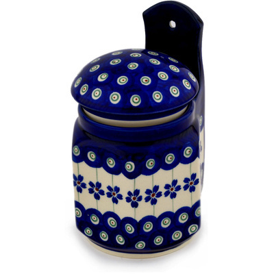 Polish Pottery Wall Jar 6&quot; Flowering Peacock