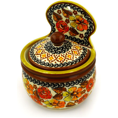 Polish Pottery Wall Jar 7&quot; Autumn Glow UNIKAT