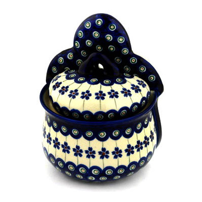 Polish Pottery Wall Jar 7&quot; Flowering Peacock