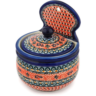 Polish Pottery Wall Jar 7&quot; Terra Cotta UNIKAT