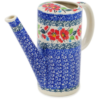 Polish Pottery Watering Can 14 oz Cherry Colored Florals UNIKAT