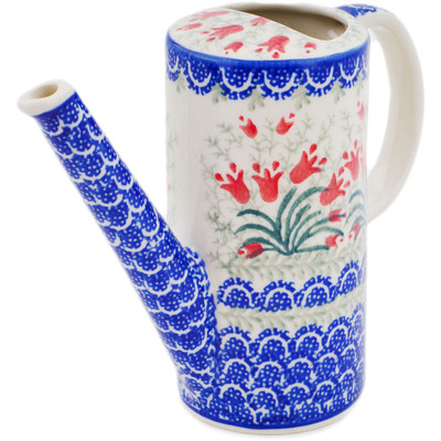Polish Pottery Watering Can 14 oz Crimson Bells