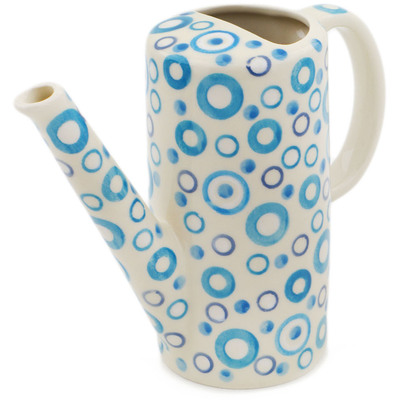 Polish Pottery Watering Can 14 oz Groovy Blues UNIKAT