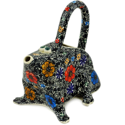 Polish Pottery Watering Can 52 oz Flowered Lace