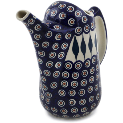 Polish Pottery Watering Can 57 oz Peacock