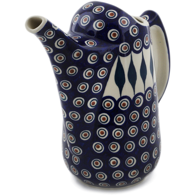 Polish Pottery Watering Can 57 oz Peacock Leaves