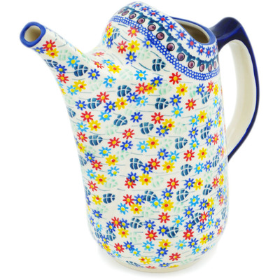 Polish Pottery Watering Can 57 oz Primary Spring UNIKAT