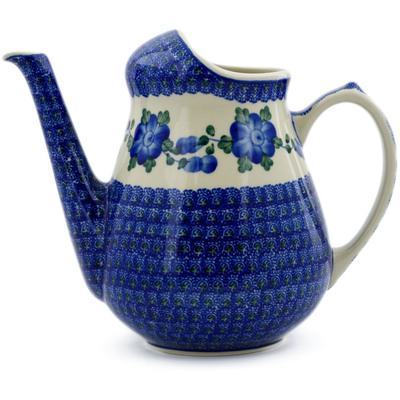Polish Pottery Watering Can Blue Poppies