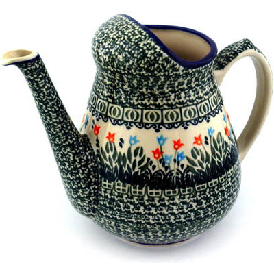 Polish Pottery Watering Can Dancing Tulips